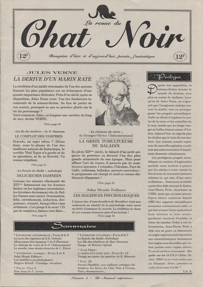 La Revue Du Chat Noir N 5 Revue Fiche Livre Critiques Adaptations Noosfere