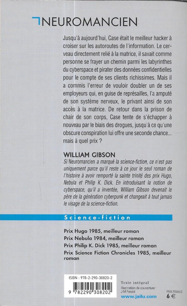 Neuromancien William GIBSON Fiche Livre Critiques Adaptations 