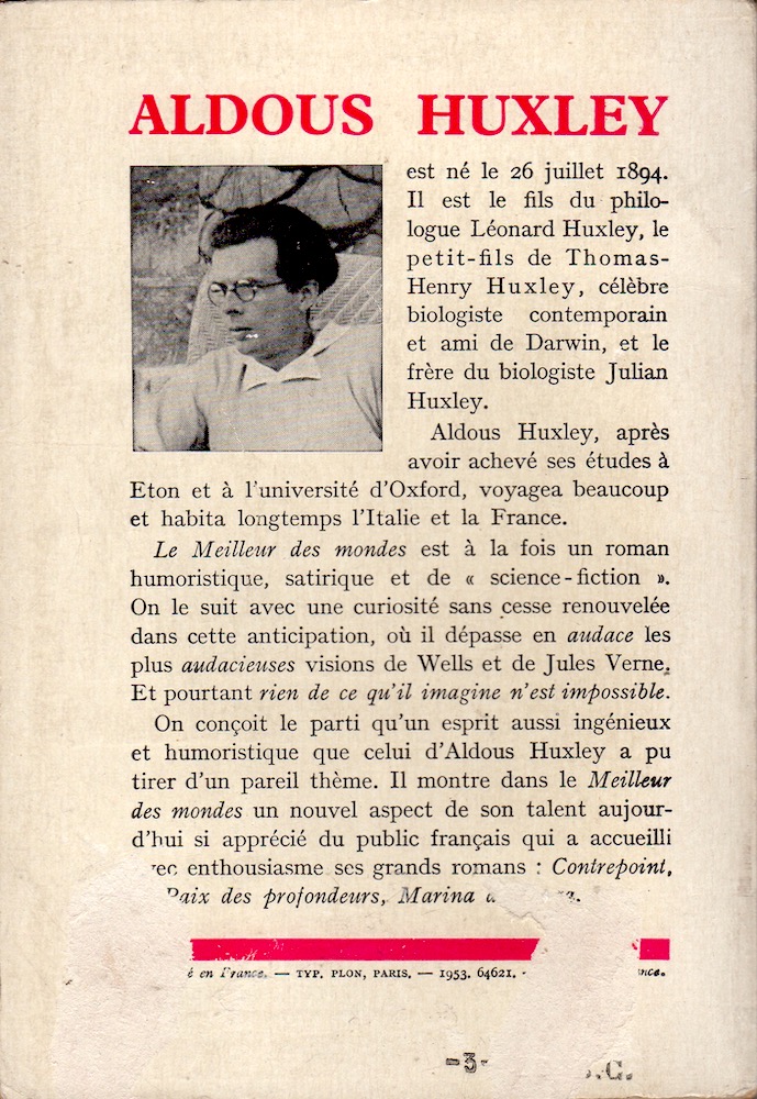 Le Meilleur Des Mondes Aldous Huxley Fiche Livre Critiques Adaptations Noosfere 