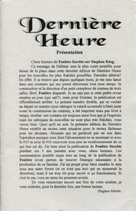 Fentre secrte sur Stephen King - Dernire Heure
