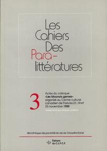 Les Cahiers des Paralittratures n 3 : Actes du colloque 