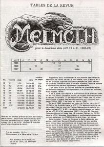 Melmoth : tables de la revue - n 12  21